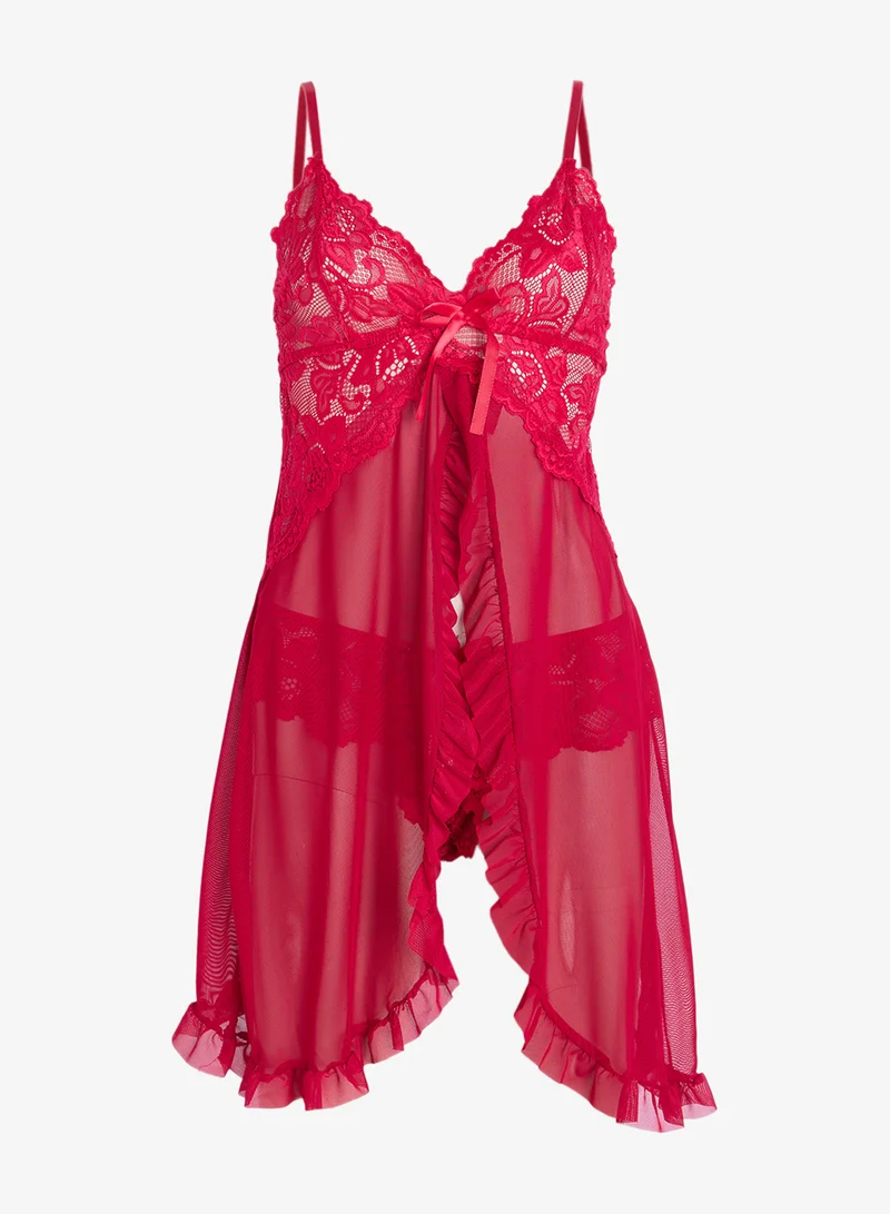 Ginger Lace Babydoll Slip with Brief Set